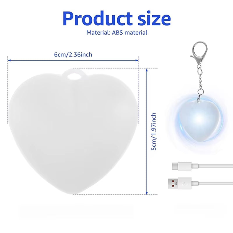 LED Glow Heart-Shaped Night Light Rechargeable Touch Sensor Lamp Purse Handbag Keychain Pendant Light Gifts for Women Gifts