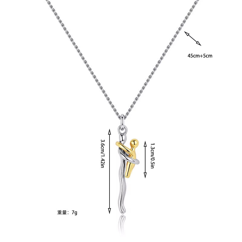 Mother Child Hug Pendant Necklace for Women Men Mother'S Day Father'S Day Valentine'S Day Creative Charm Jewelry Gifts