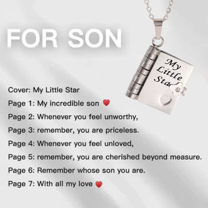 MY Little Star Book Necklace for Son Daughter Gifts from Dad Mom 18K Gold Plated Stainless Steel Birthday Gift with 6 Pages Love