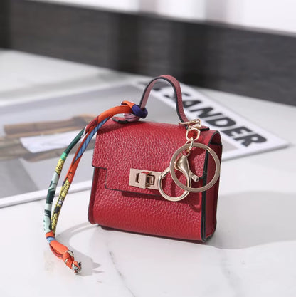 Luxury Fashion Mini Headphone Bag for Airpods 4 3 2 Pro 2 Galaxy Buds 3/3Pro Leather Purse Pendant Mini Keychain