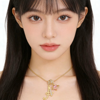 Fashion 26 English Letter Necklace for Women Sweet Girl Light Luxury High-End Stainless Steel Accessory Birthday Gift
