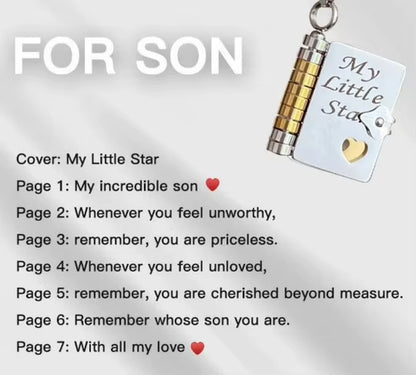 MY Little Star Book Necklace for Son Daughter Gifts from Dad Mom 18K Gold Plated Stainless Steel Birthday Gift with 6 Pages Love