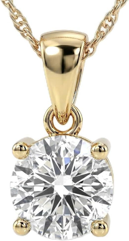 1/4 - 2 CT Certified Lab Diamond Necklace | 14K Solid White & Yellow Gold