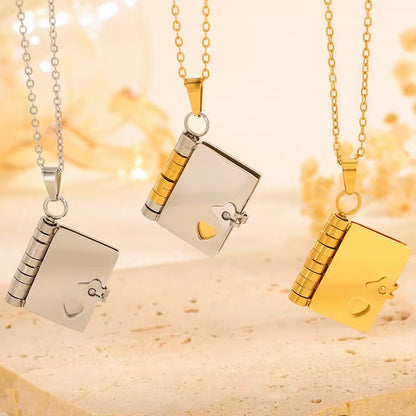 MY Little Star Book Necklace for Son Daughter Gifts from Dad Mom 18K Gold Plated Stainless Steel Birthday Gift with 6 Pages Love