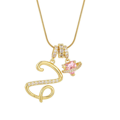 Fashion 26 English Letter Necklace for Women Sweet Girl Light Luxury High-End Stainless Steel Accessory Birthday Gift