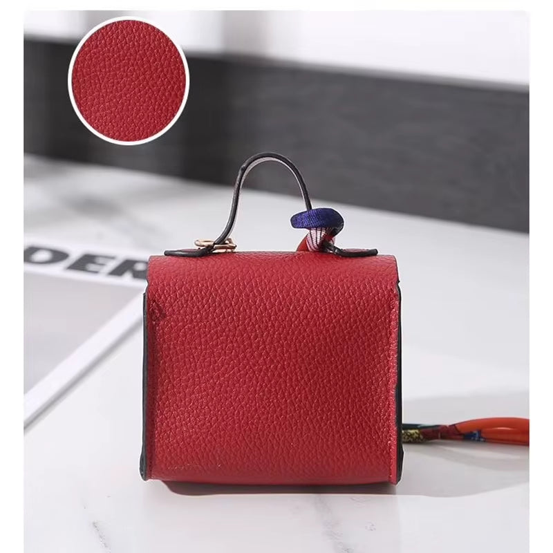 Luxury Fashion Mini Headphone Bag for Airpods 4 3 2 Pro 2 Galaxy Buds 3/3Pro Leather Purse Pendant Mini Keychain