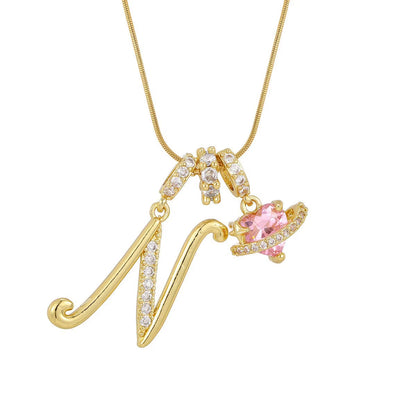 Fashion 26 English Letter Necklace for Women Sweet Girl Light Luxury High-End Stainless Steel Accessory Birthday Gift