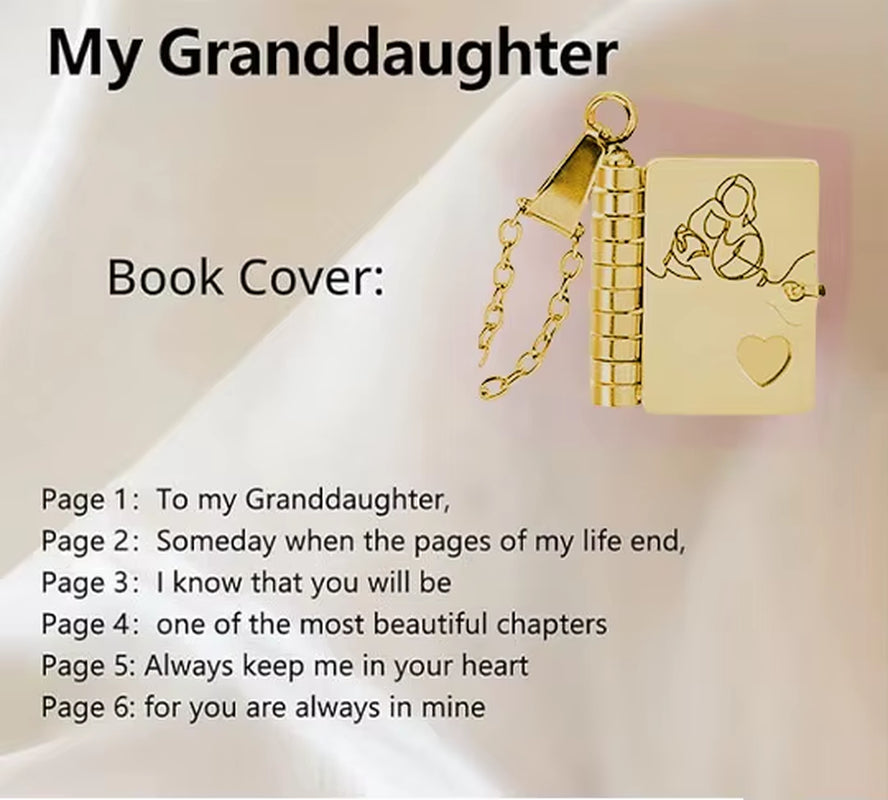 MY Little Star Book Necklace for Son Daughter Gifts from Dad Mom 18K Gold Plated Stainless Steel Birthday Gift with 6 Pages Love