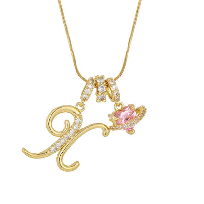 Fashion 26 English Letter Necklace for Women Sweet Girl Light Luxury High-End Stainless Steel Accessory Birthday Gift