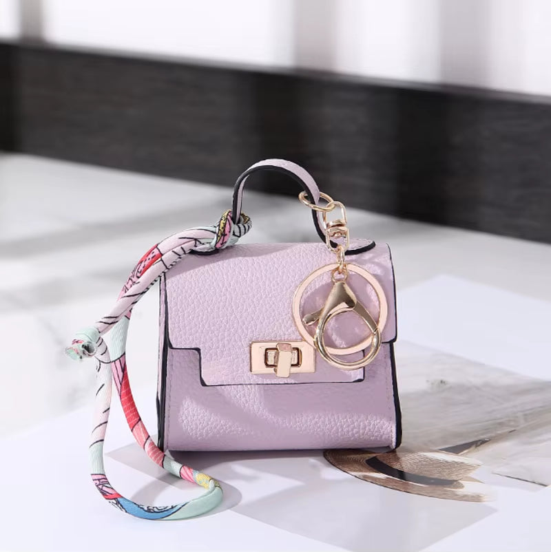 Luxury Fashion Mini Headphone Bag for Airpods 4 3 2 Pro 2 Galaxy Buds 3/3Pro Leather Purse Pendant Mini Keychain