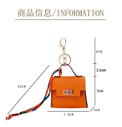 Luxury Fashion Mini Headphone Bag for Airpods 4 3 2 Pro 2 Galaxy Buds 3/3Pro Leather Purse Pendant Mini Keychain