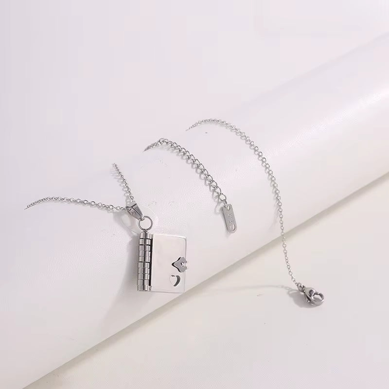 MY Little Star Book Necklace for Son Daughter Gifts from Dad Mom 18K Gold Plated Stainless Steel Birthday Gift with 6 Pages Love