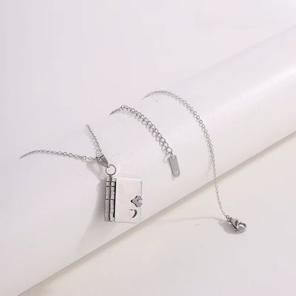 MY Little Star Book Necklace for Son Daughter Gifts from Dad Mom 18K Gold Plated Stainless Steel Birthday Gift with 6 Pages Love