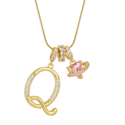 Fashion 26 English Letter Necklace for Women Sweet Girl Light Luxury High-End Stainless Steel Accessory Birthday Gift