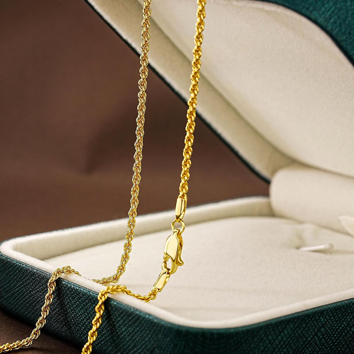 14K Gold Chain Necklaces for Women & Men, 1.5Mm/2Mm/2.5Mm Simple Rope Link Chain for Womens Dainty Non-Tarnish Necklace Unisex Sizes 16-24 Inches Cadenas De Oro 14K Para Mujer