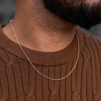 14K Gold Chain Necklaces for Women & Men, 1.5Mm/2Mm/2.5Mm Simple Rope Link Chain for Womens Dainty Non-Tarnish Necklace Unisex Sizes 16-24 Inches Cadenas De Oro 14K Para Mujer