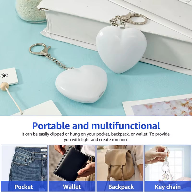 LED Glow Heart-Shaped Night Light Rechargeable Touch Sensor Lamp Purse Handbag Keychain Pendant Light Gifts for Women Gifts
