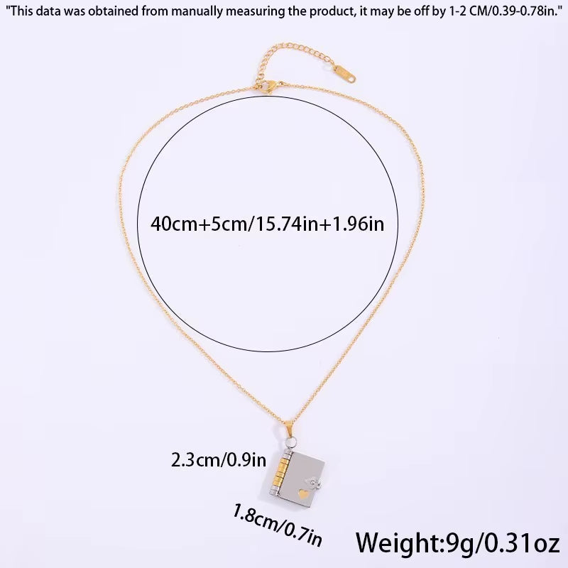 MY Little Star Book Necklace for Son Daughter Gifts from Dad Mom 18K Gold Plated Stainless Steel Birthday Gift with 6 Pages Love