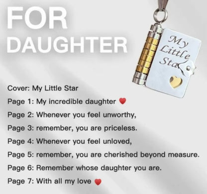 MY Little Star Book Necklace for Son Daughter Gifts from Dad Mom 18K Gold Plated Stainless Steel Birthday Gift with 6 Pages Love