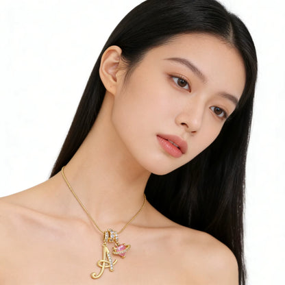 Fashion 26 English Letter Necklace for Women Sweet Girl Light Luxury High-End Stainless Steel Accessory Birthday Gift