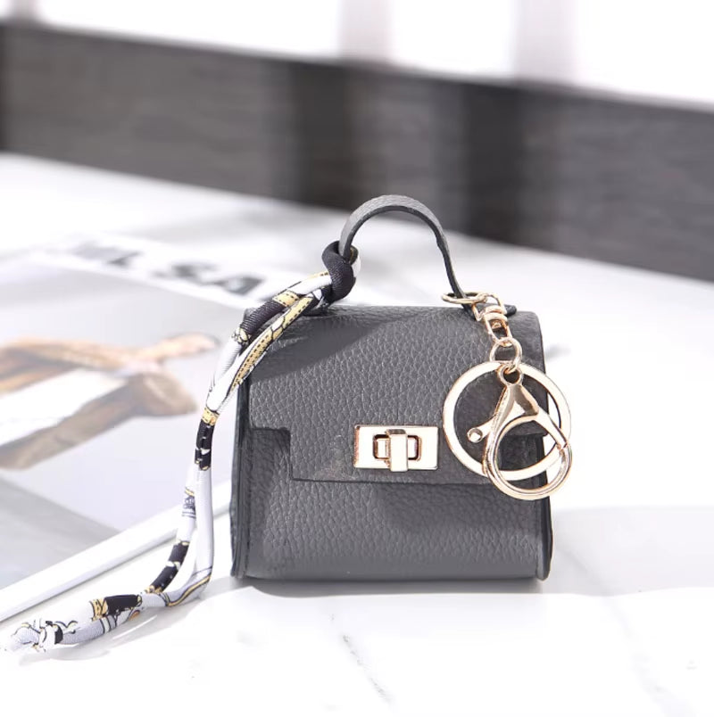 Luxury Fashion Mini Headphone Bag for Airpods 4 3 2 Pro 2 Galaxy Buds 3/3Pro Leather Purse Pendant Mini Keychain